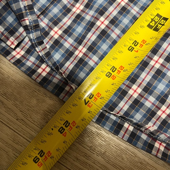 Fred Perry Mens Short Sleeve Plaid Button Down Size M Blue White Red Sham 69 Oi! - Picture 9 of 10